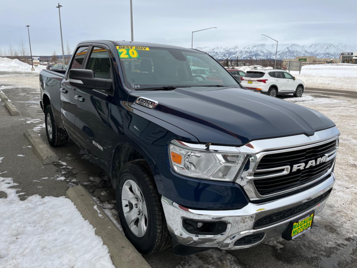 2020 Blue RAM 1500 Big Horn Quad Cab 4WD (1C6SRFBT3LN) with an 5.7L V8 engine, 8A transmission, located at 1960 Industrial Drive, Wasilla, 99654, (907) 274-2277, 61.573475, -149.400146 - Photo#6